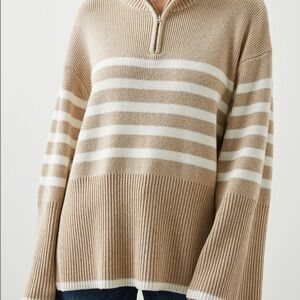 Rails Beige and White Striped Women's Sweater